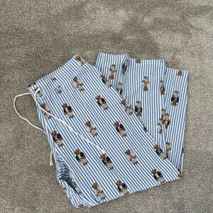 Polo Ralph Lauren Blue Striped Bear Pajama Pants medium